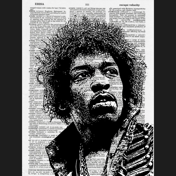Handmade Other - Jimmy Hendrix Music Vintage Dictionary Art Print